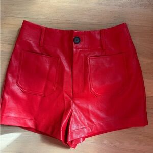 Maeve by anthropology Red faux leather shorts
